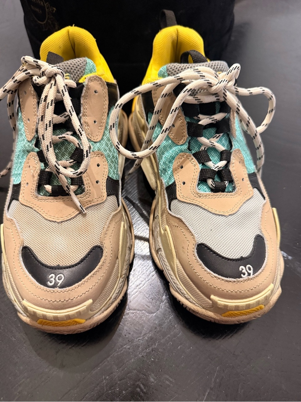 Balenciaga Beige, Teal & Yellow Triple-S Sneakers